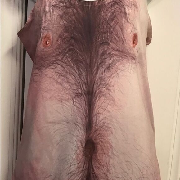 Graphic Sleeveless Tank Hair Chest Design Top Large - Picture 2 of 9